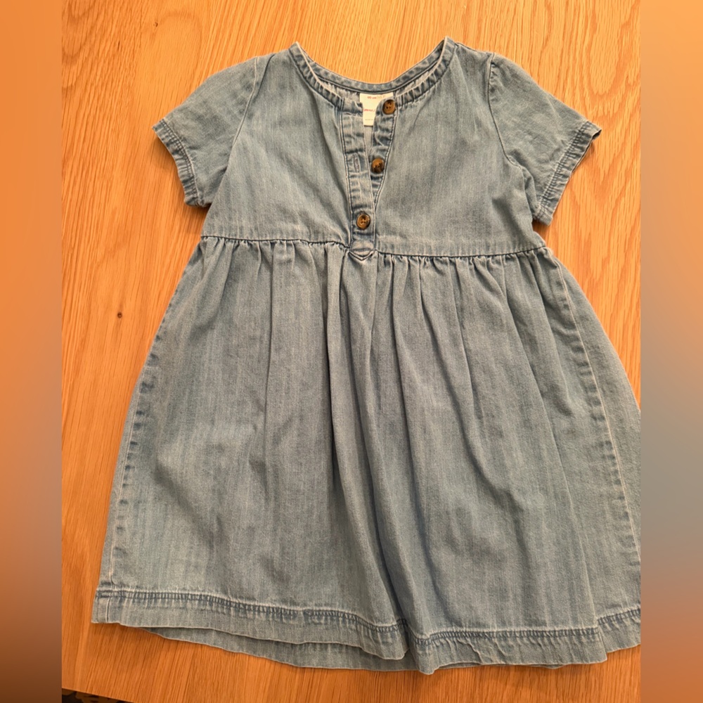 3T Hanna Andersson Light Wash Denim Button-Front Dress